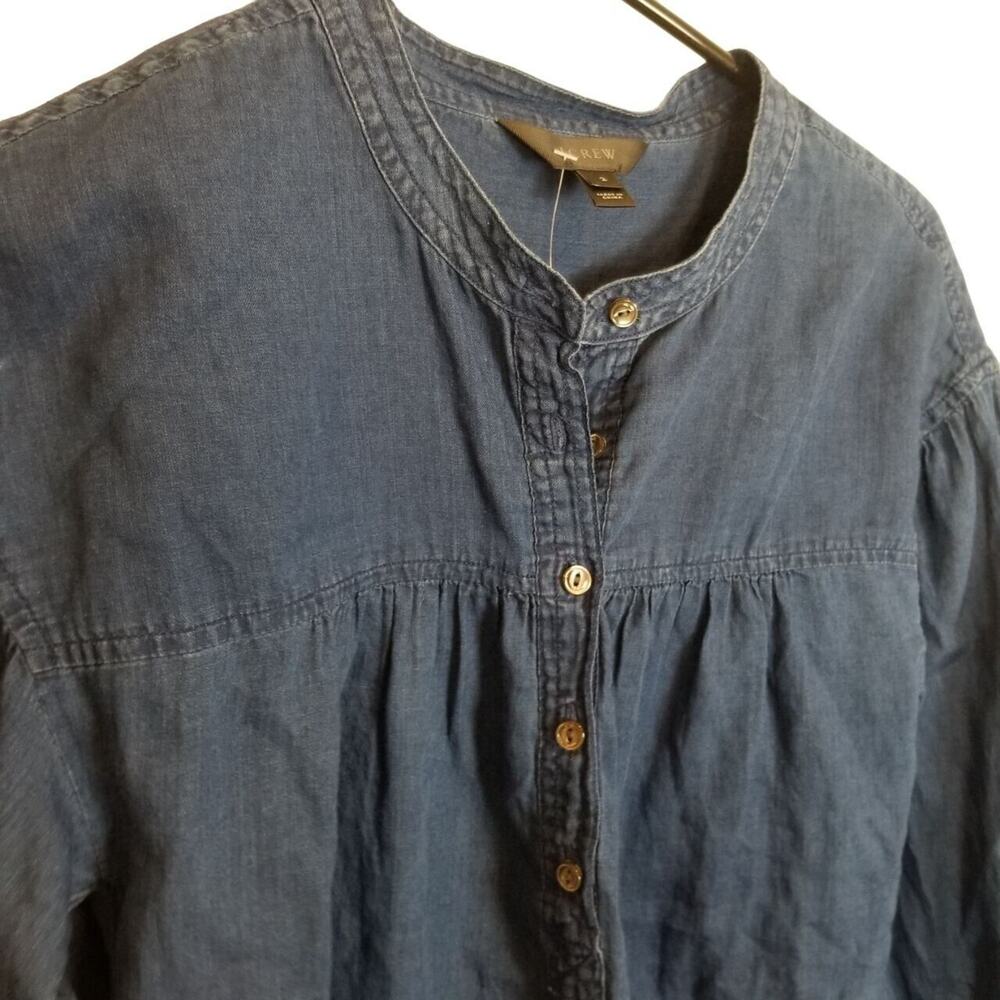J. Crew Womens Chambray Tunic Top Size 2 Cotton Breathable Preppy Resortwear - Picture 5 of 8